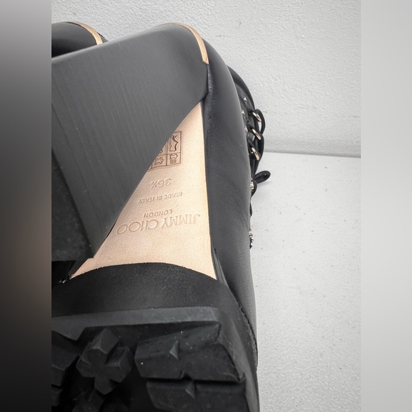 Jimmy Choo Madyn 130 Leather Ankle Square Toe Heel Boots W / Box Size 36.5 EUC - Picture 13 of 14